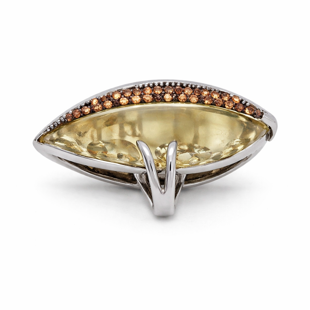 Lemon Cheese Qtz- Orange Sapphire Ring