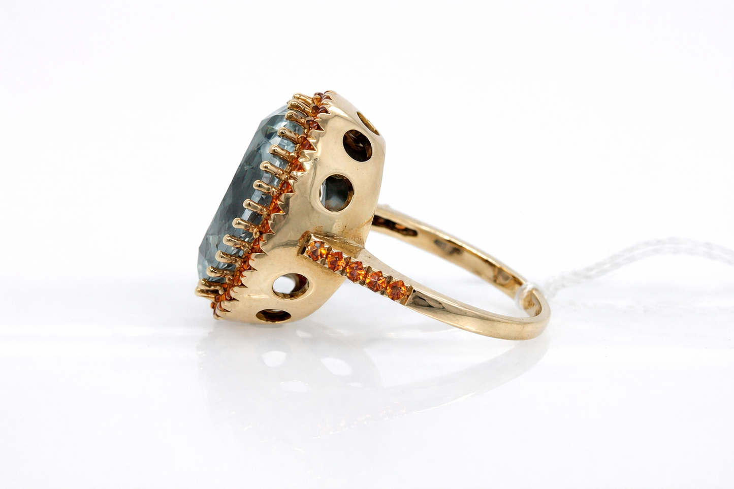 Green Amethyst- Orange Sapphire Ring