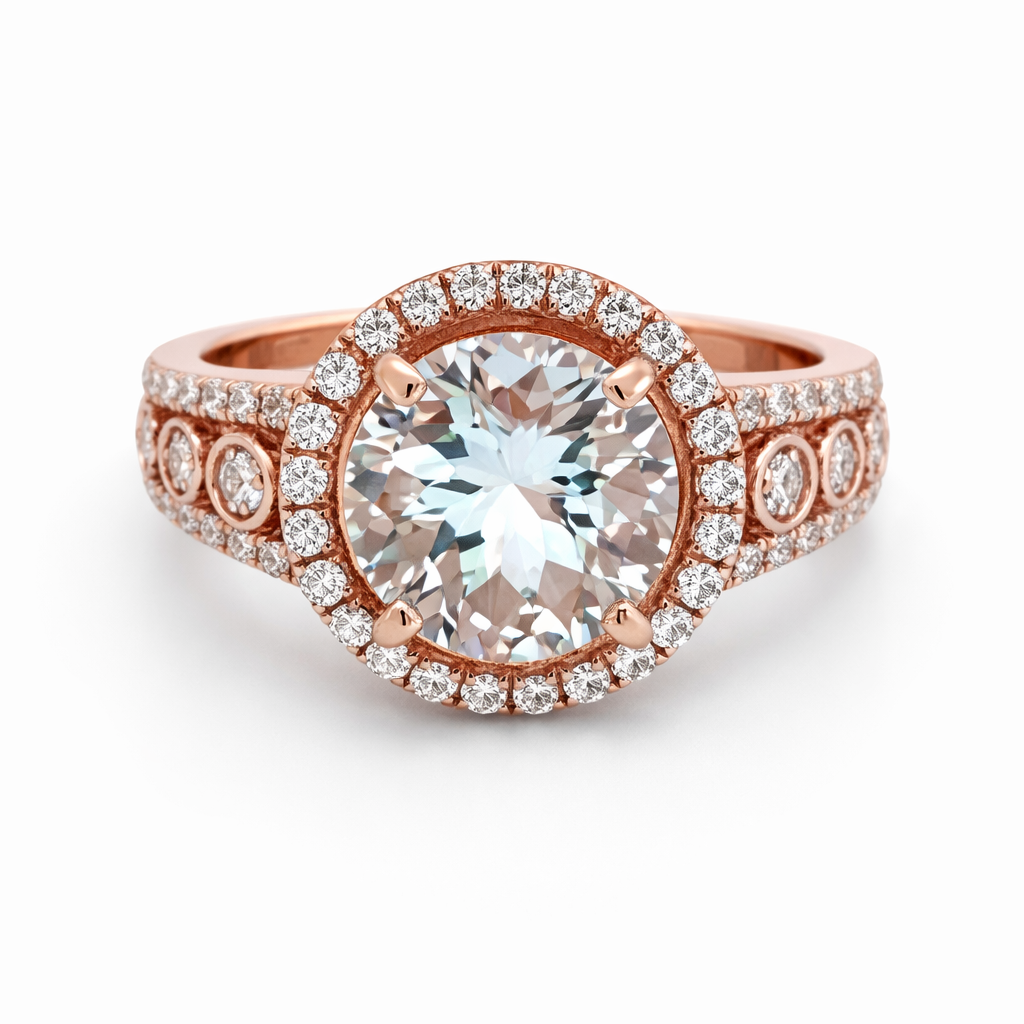 Aquamarine- White Topaz Ring