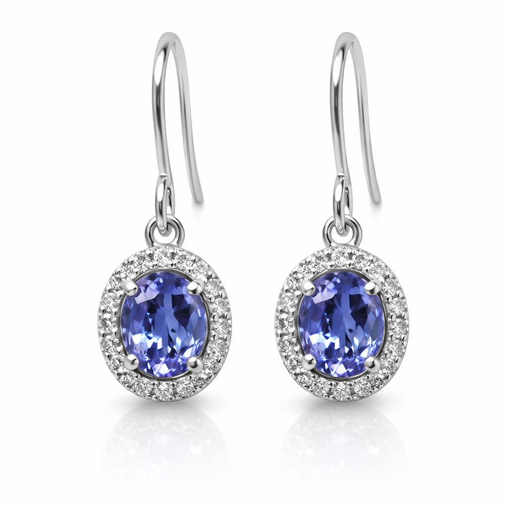 Tanzanite- White Sapphire Hook Earring