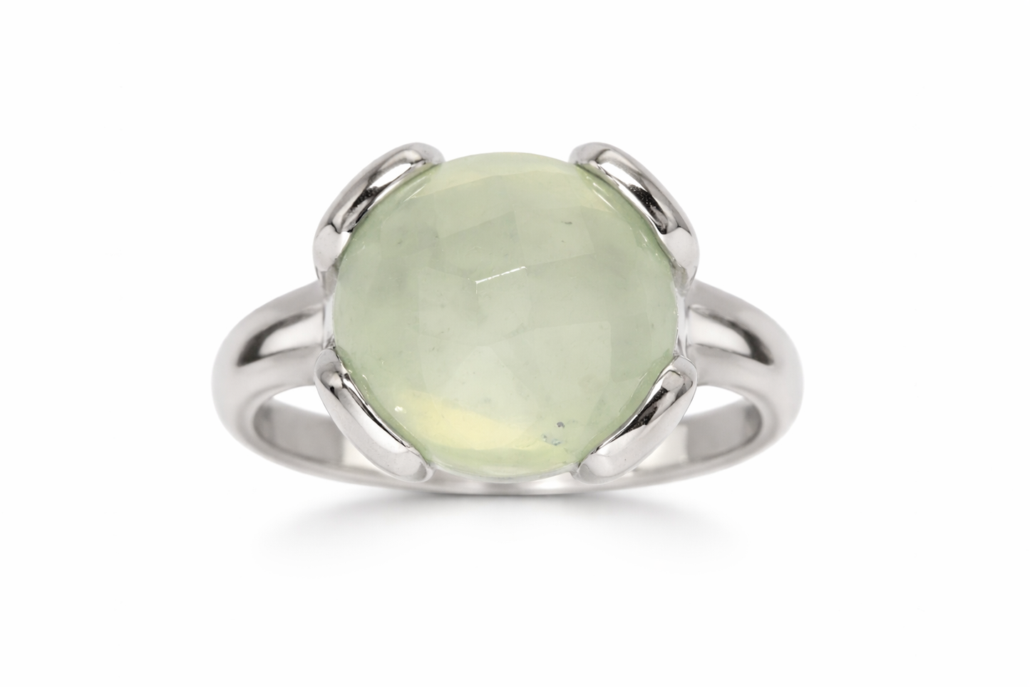DOT925 Sterling Silver - Prehnite - White Topaz Ring DOT