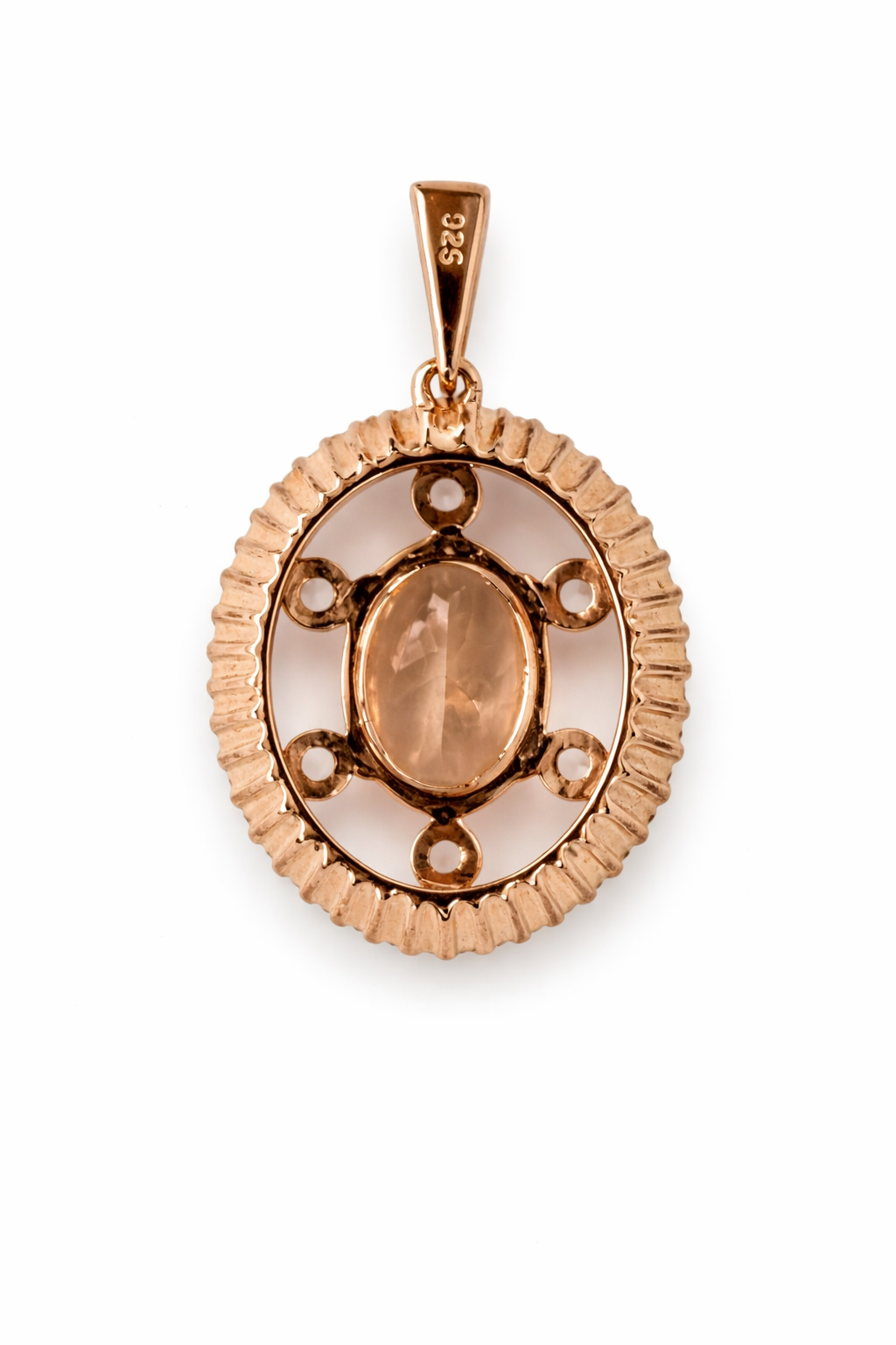 Morganite - White Sapphire - Rose Gold Plated Pendant