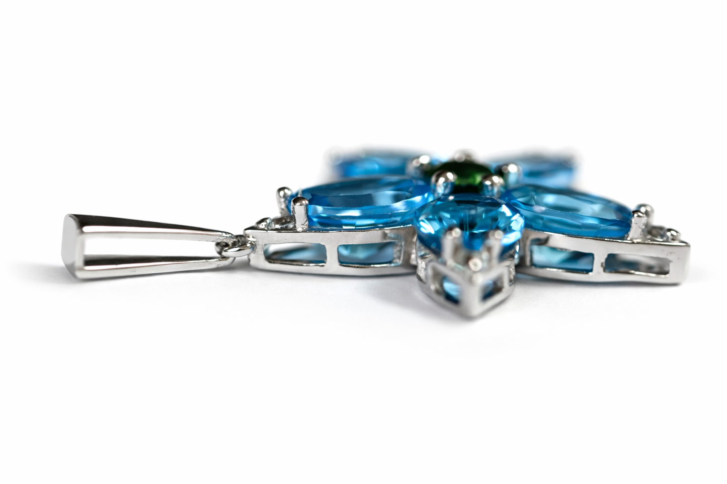 Blue Topaz - Chrome Diopside 925 Silver Pendent