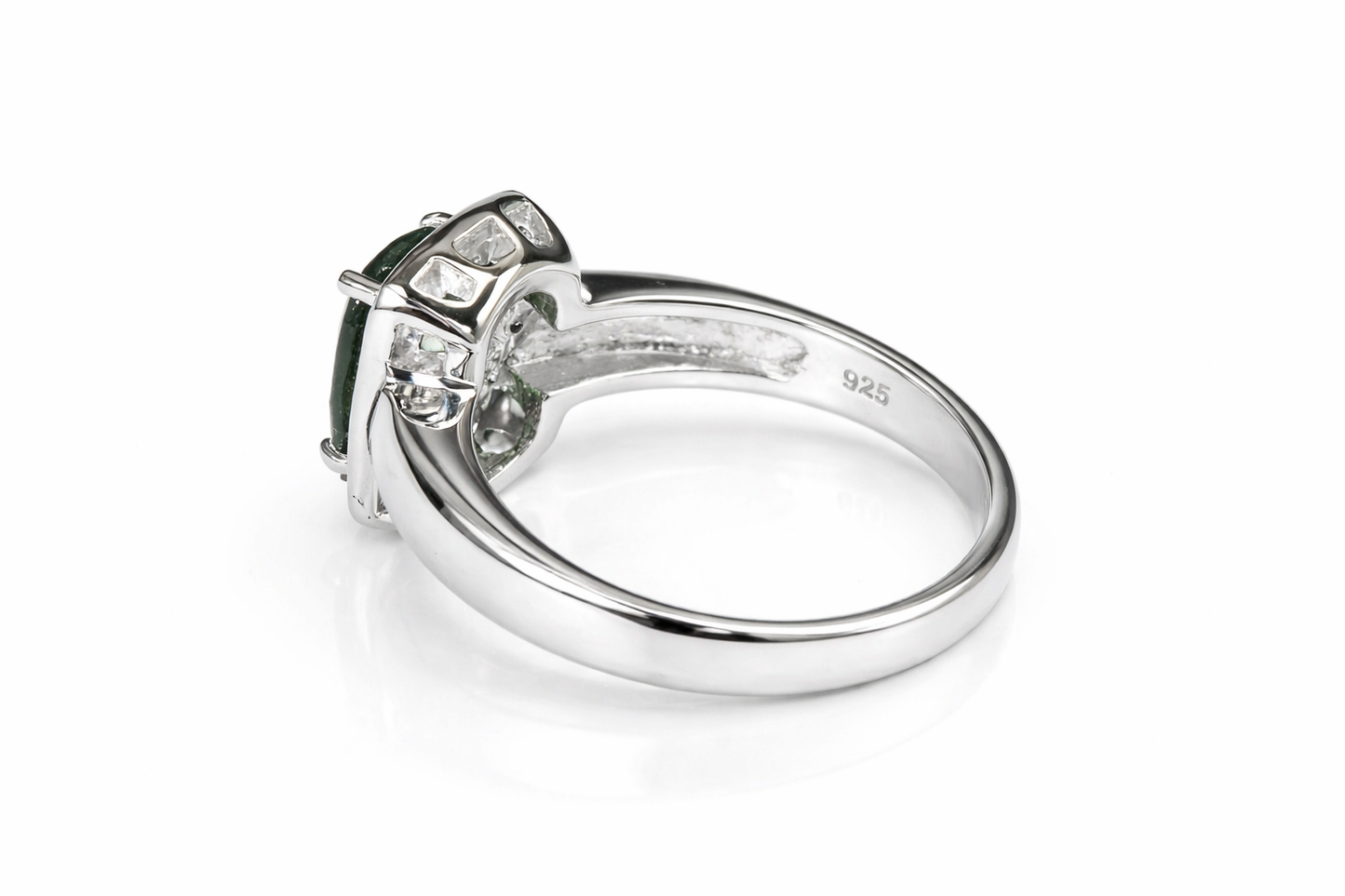 Chrome Diopside - White Sapphire Ring