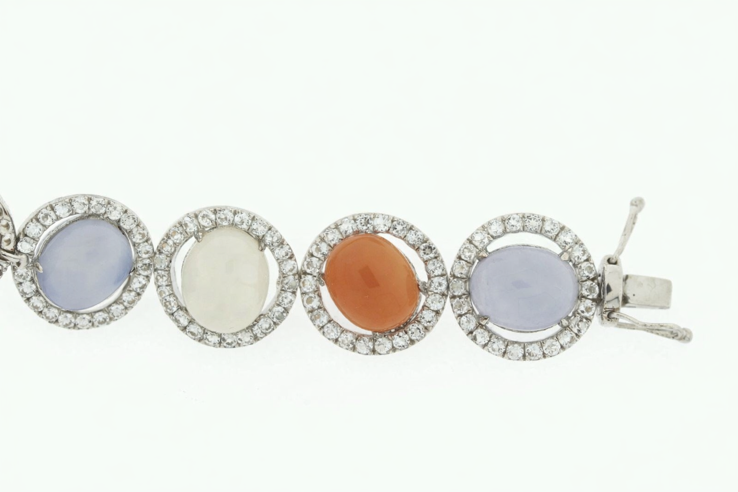 925 Colors of Chalcedony - White Topaz Bracelet 7 3-4 " - 73.84 cts