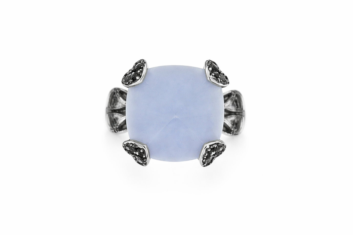 925 Blue Sapphire - Blue Chalcedony Ring - 17.39 cts