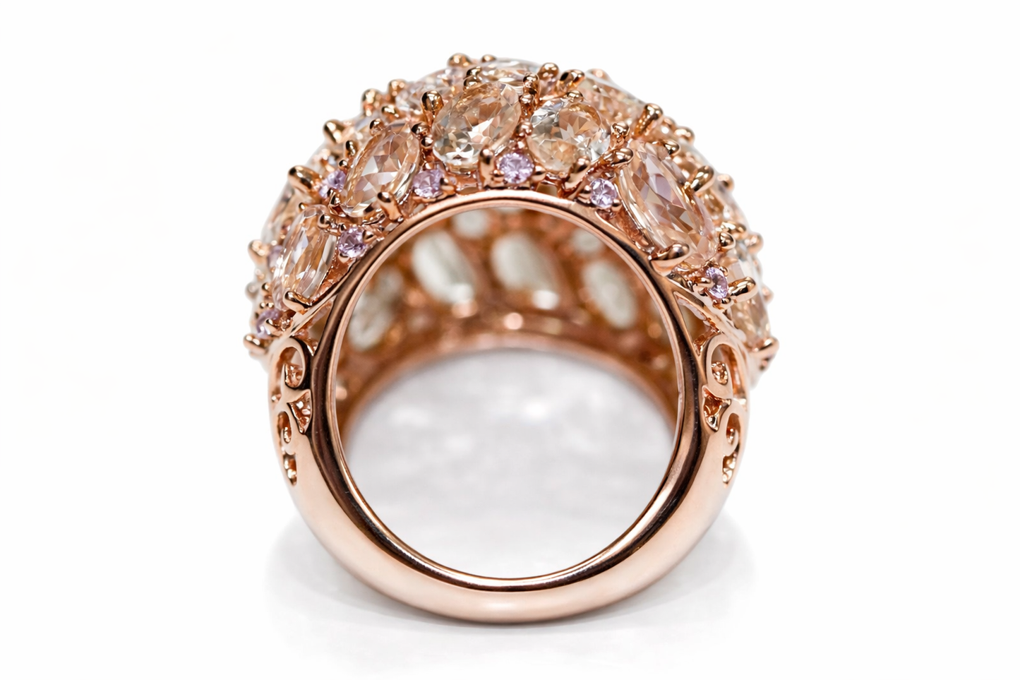.925 Rose Vermeil - Pink Sapphire - Morganite Ring.