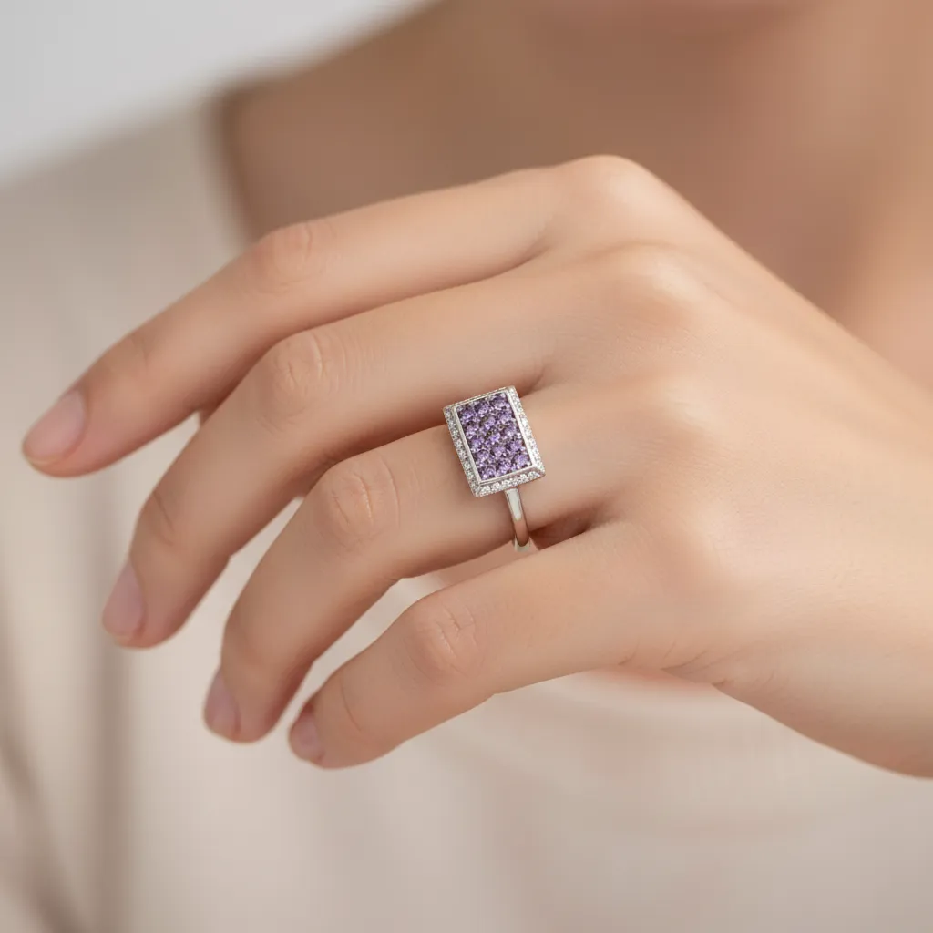 925 Amethyst - White Topaz Ring - 2.76 cts