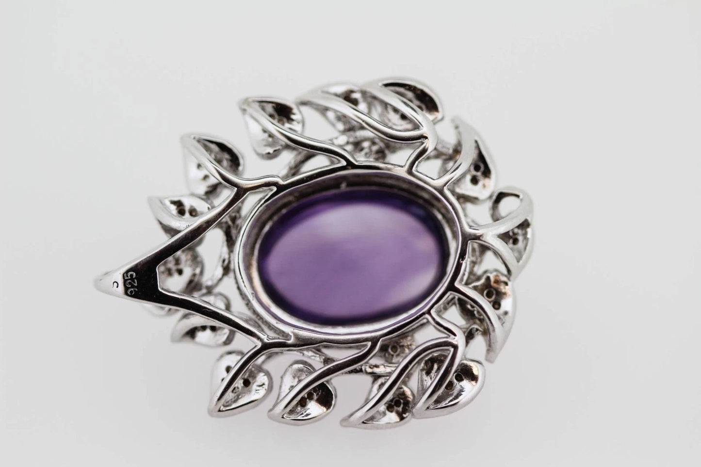 925 Sterling Silver Amethyst w-White Topaz Pendant - 12DOT74 cts