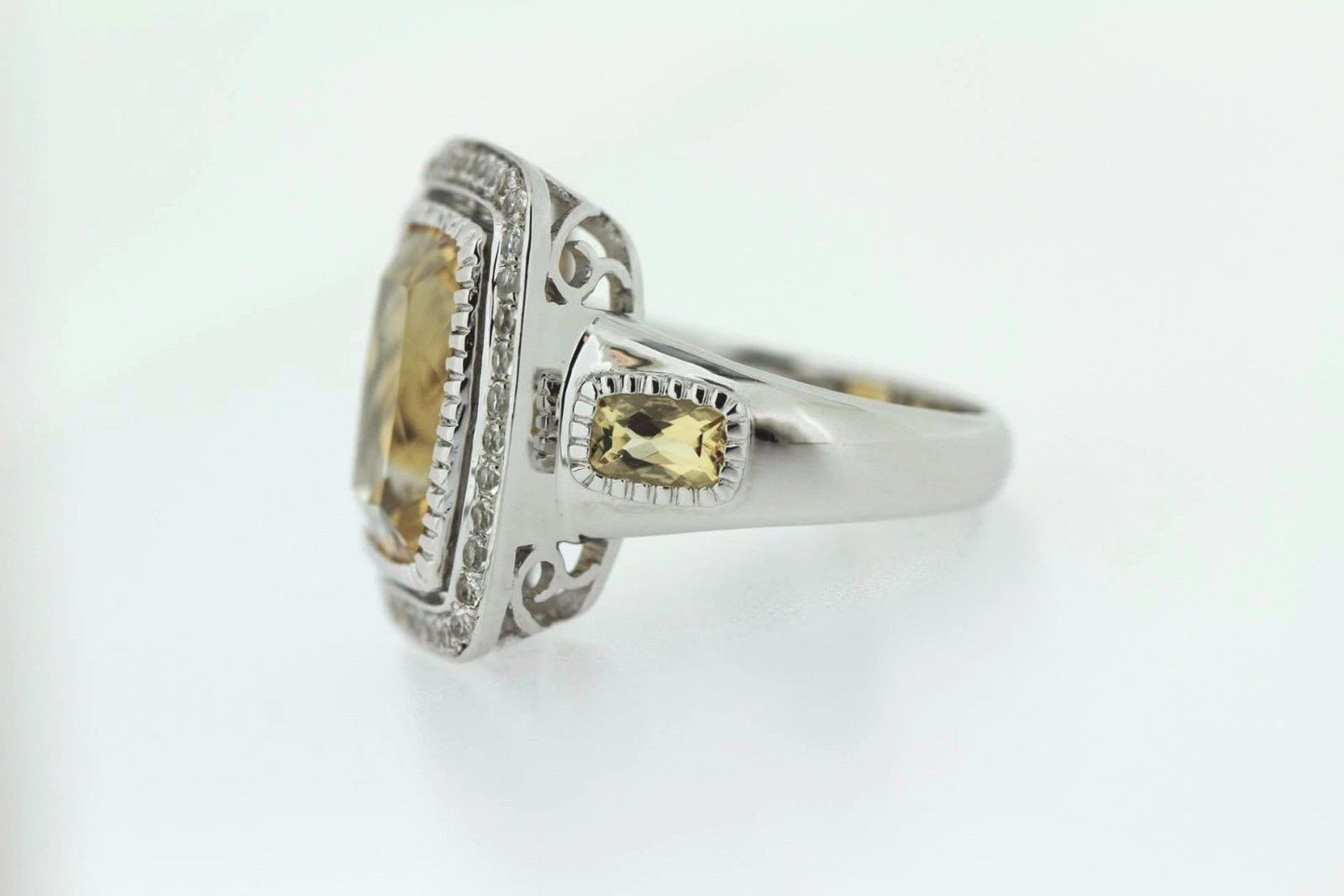 925 Citrine - White Topaz Ring - 7DOT43 cts