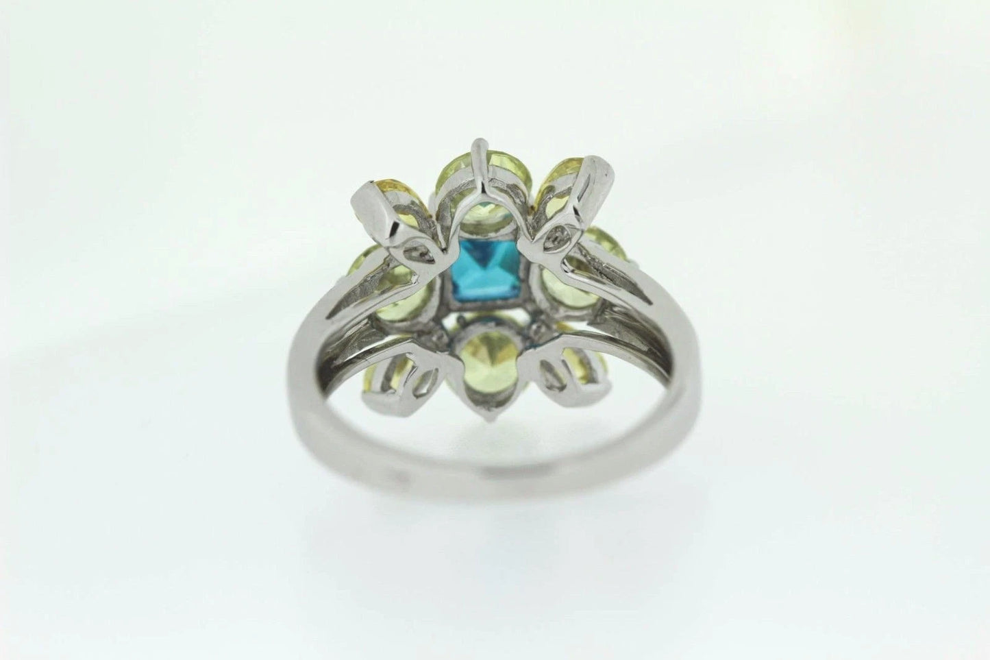 925 Yellow - Blue Cubic Zirconia Ring - 5DOT50 cts