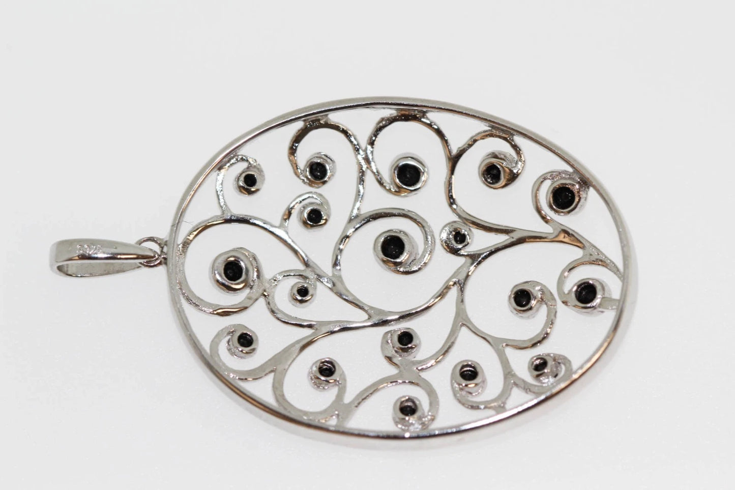 925 Sterling Silver Black Spinel Pendant ( 1.39 cts)