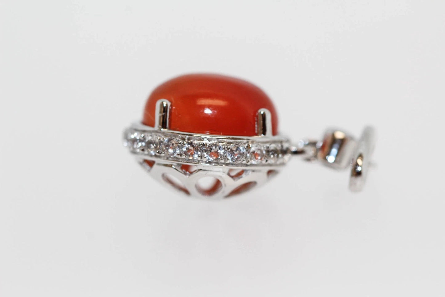 925 Orange Chalcedony - White Topaz Set -15DOT87 cts