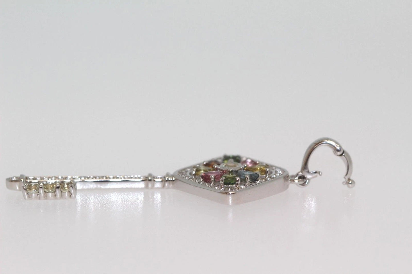 925 Multicolor Tourmaline Enhancer - Pendant Key -2.86 cts
