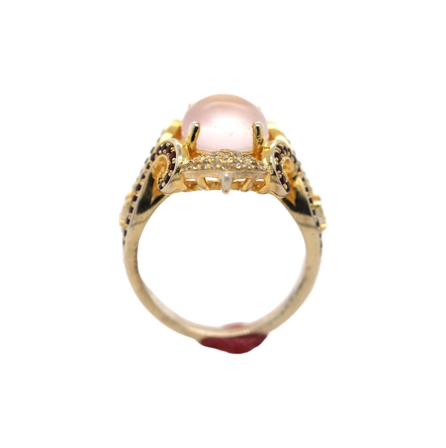 Rose Quartz - Garnet - White Topaz Ring