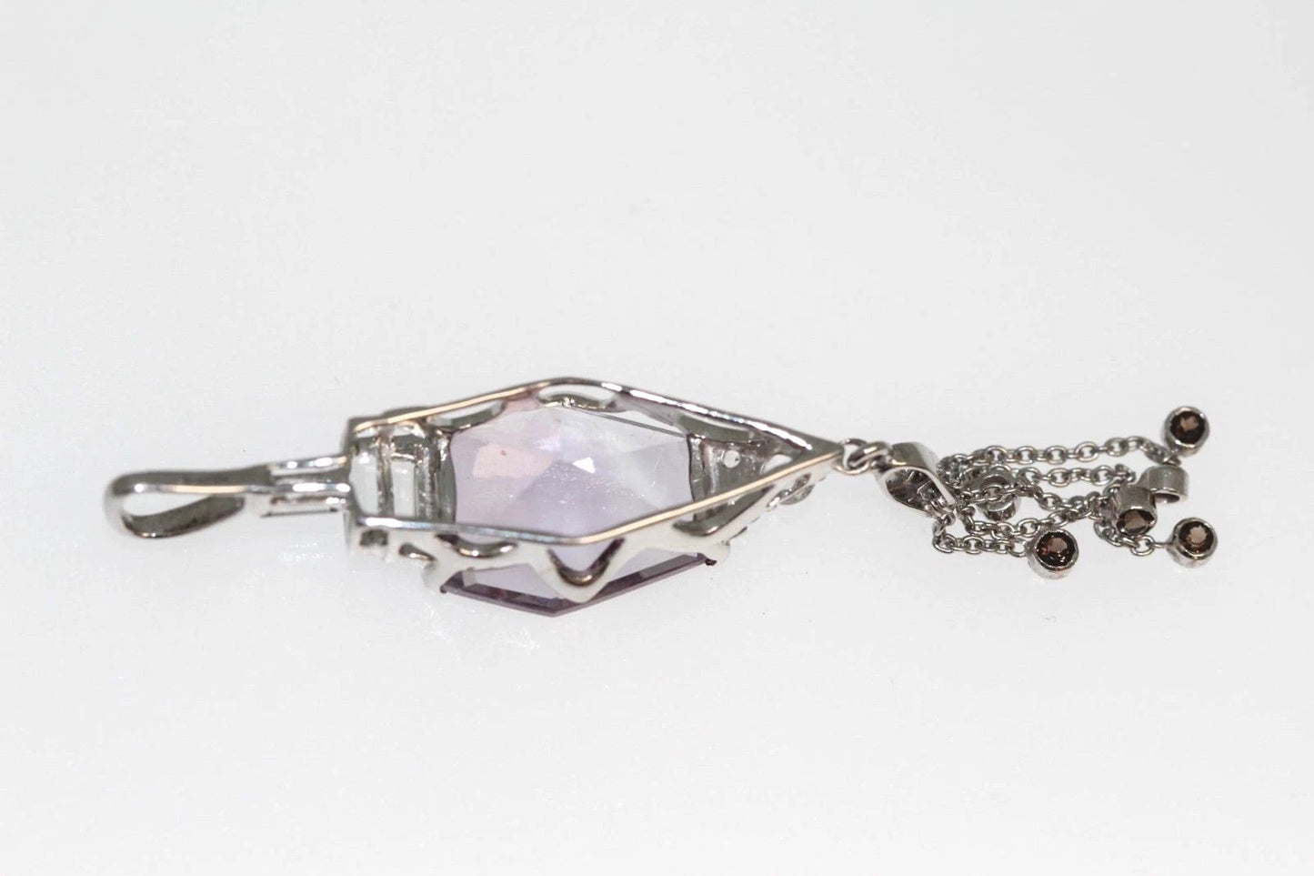 925 Rose De France - Smokey- White Topaz Pendant - 8DOT58 cts