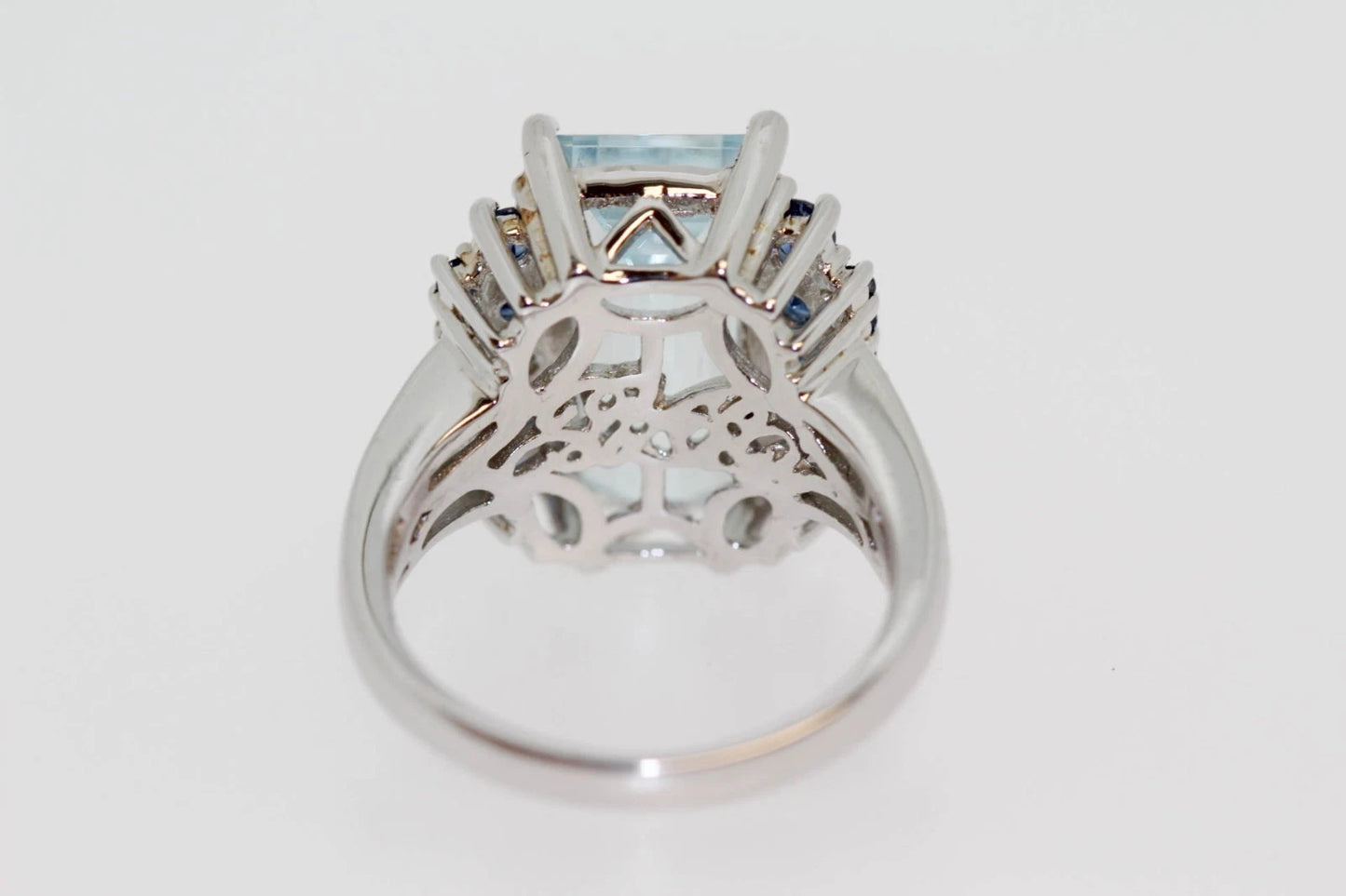 DOT925 Sterling Silver - Aquamarine - Blue Sapphire Ring DOT