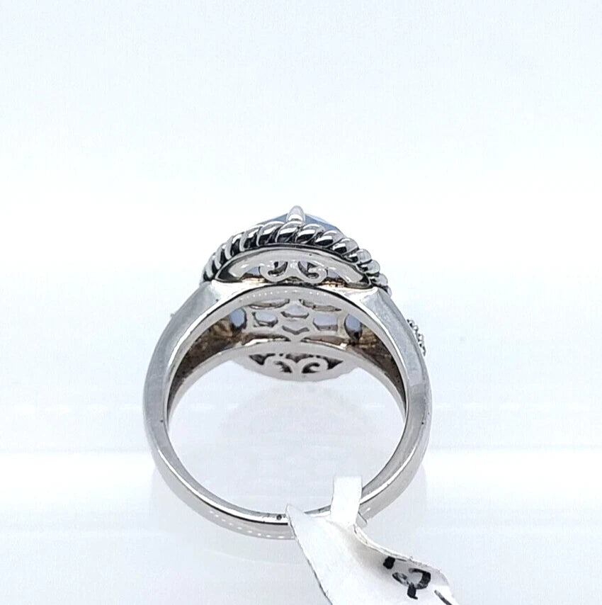 Blue Chalcedony- White Topaz Ring