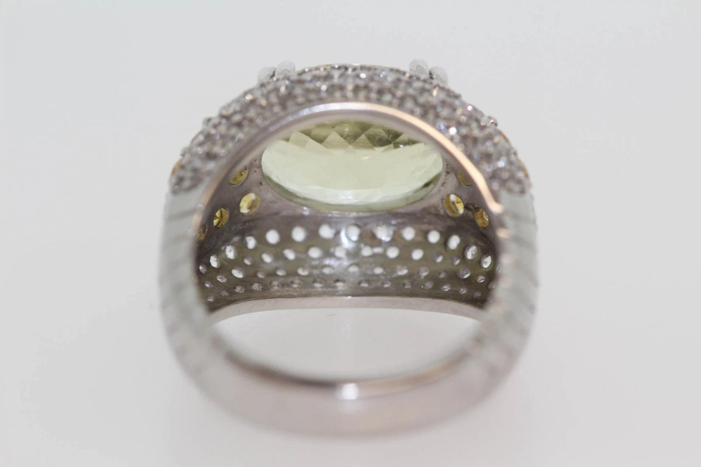 DOT925 Sterling Silver - Orthoclase - Yellow Sapphire - White Topaz Ring