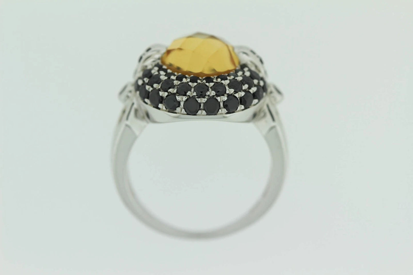DOT925 Sterling Silver - Citrine - Black Spinel Ring DOT