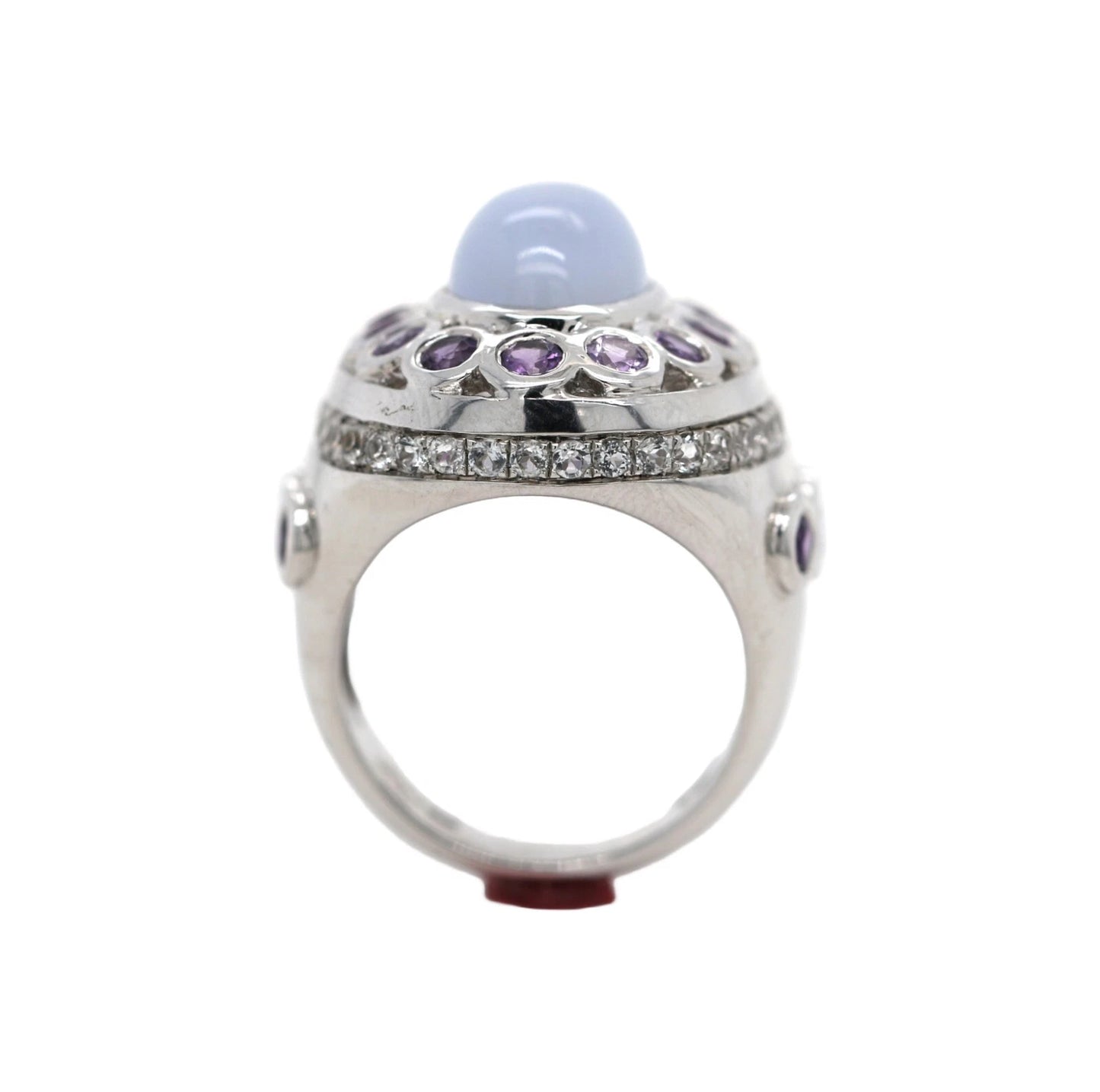 Amethyst- Blue Chalcedony - White Topaz Ring