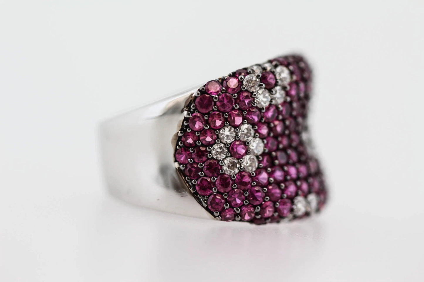 925 created Ruby-White Topaz Ring - 6DOT15 cts