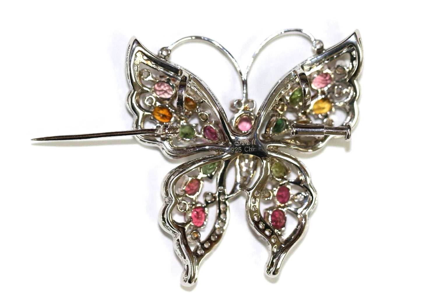 Multi-Color Tourmaline- White Topaz Pin Pend
