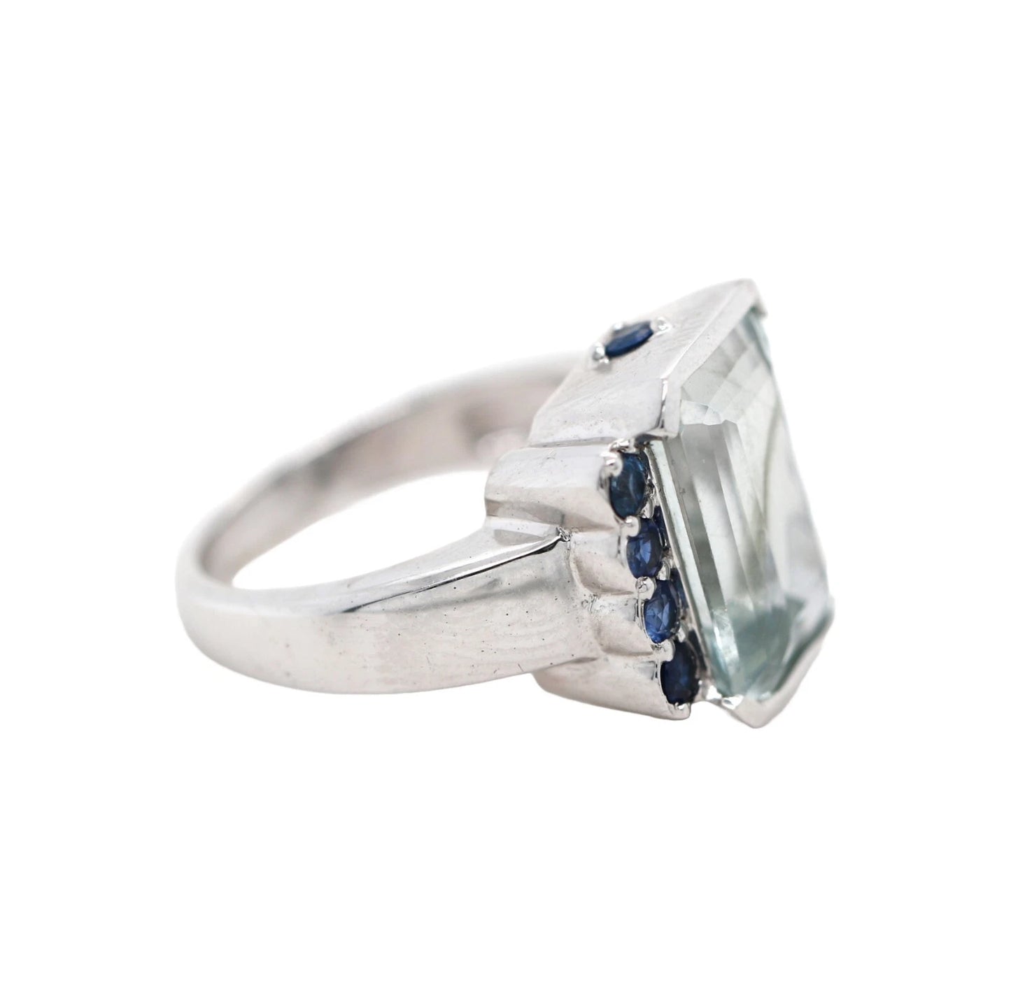 Aquamarine - Blue Sapphire Ring