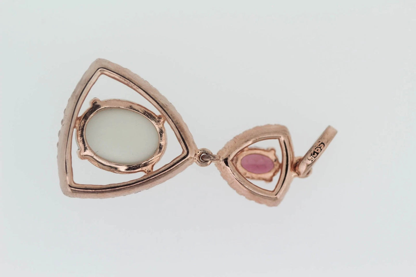 925 Vermeil Moonstone - Pink Tourmaline - White Topaz Pendant- 5DOT63 cts