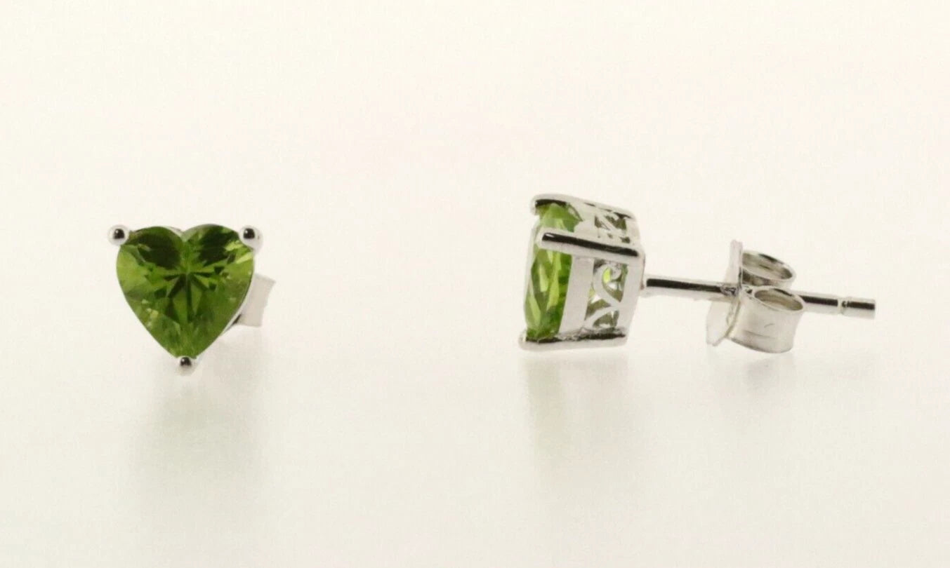 Heart-Shaped Peridot Heavy Push Back Stud Earring