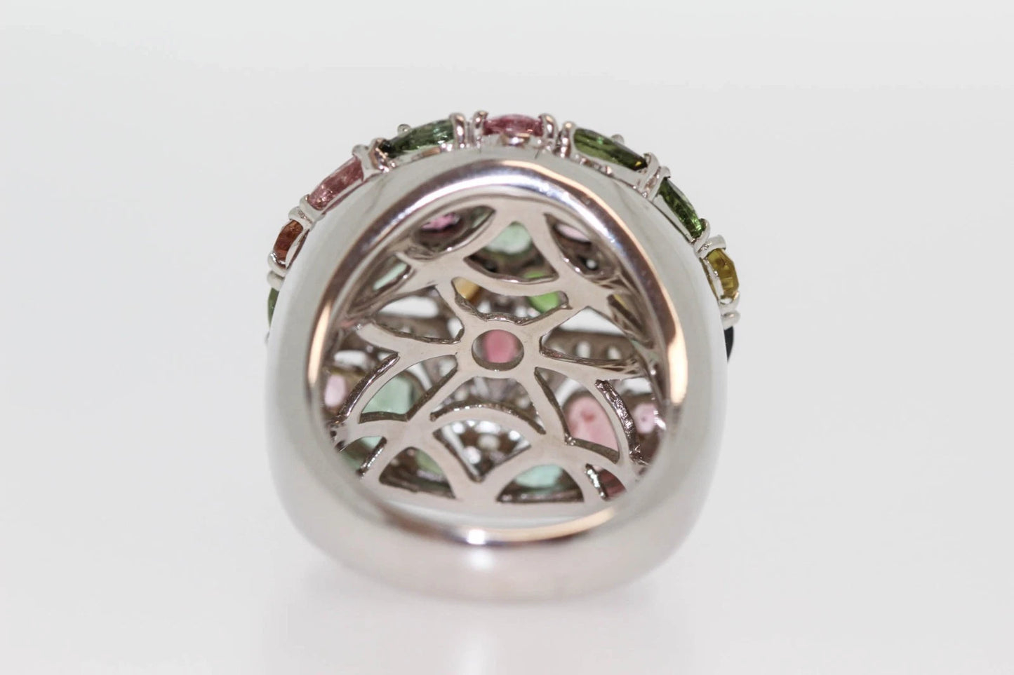 925 Sterling Silver Multicolor Tourmaline w/White Topaz Ring (7.46 cts)