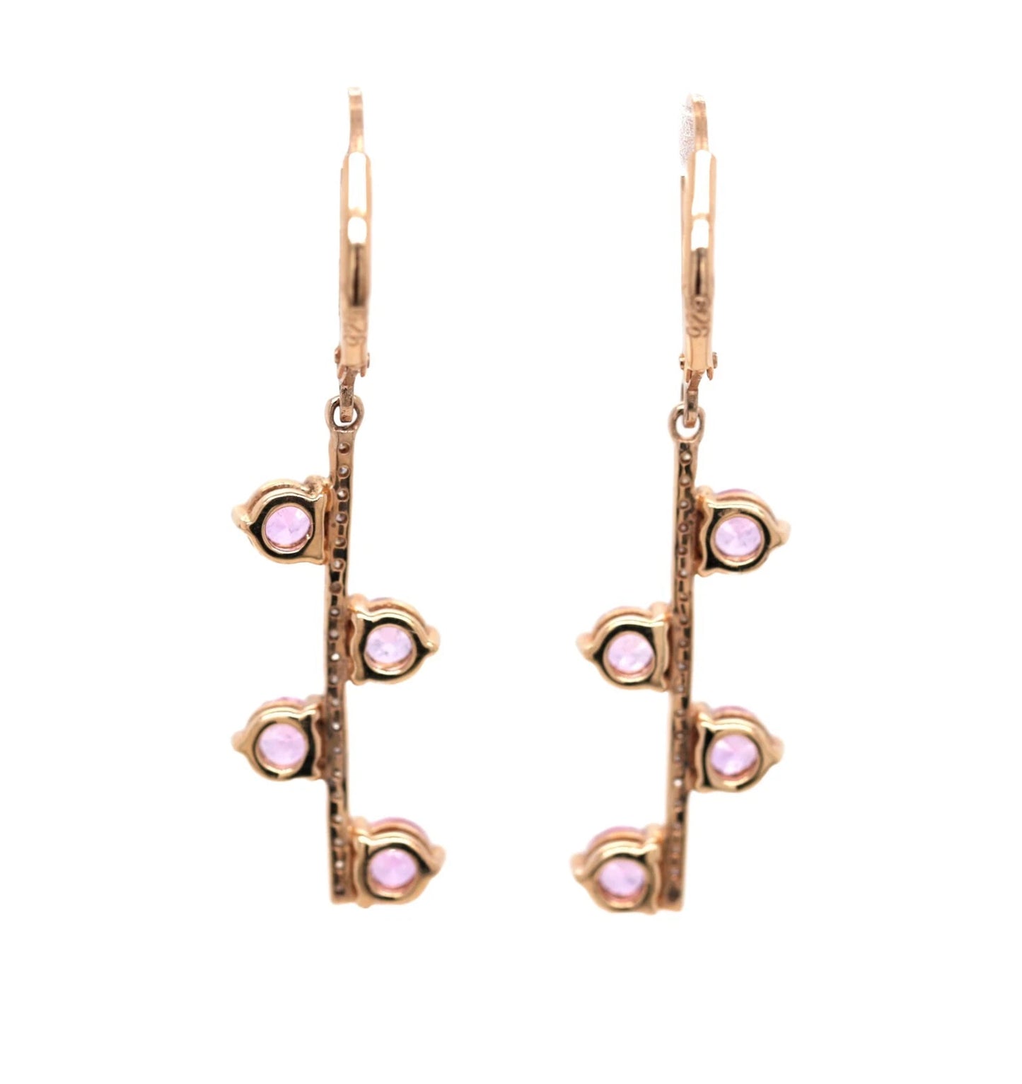 Pink Sapphire- Diamond Lever Back Earring
