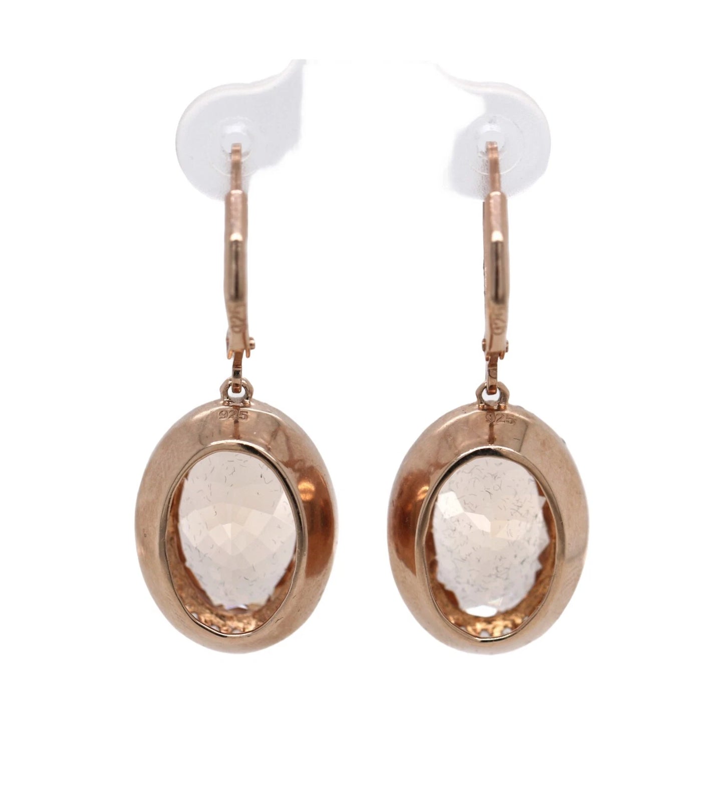 Rose Gold Plated Morganite Lever Back Drop Earring