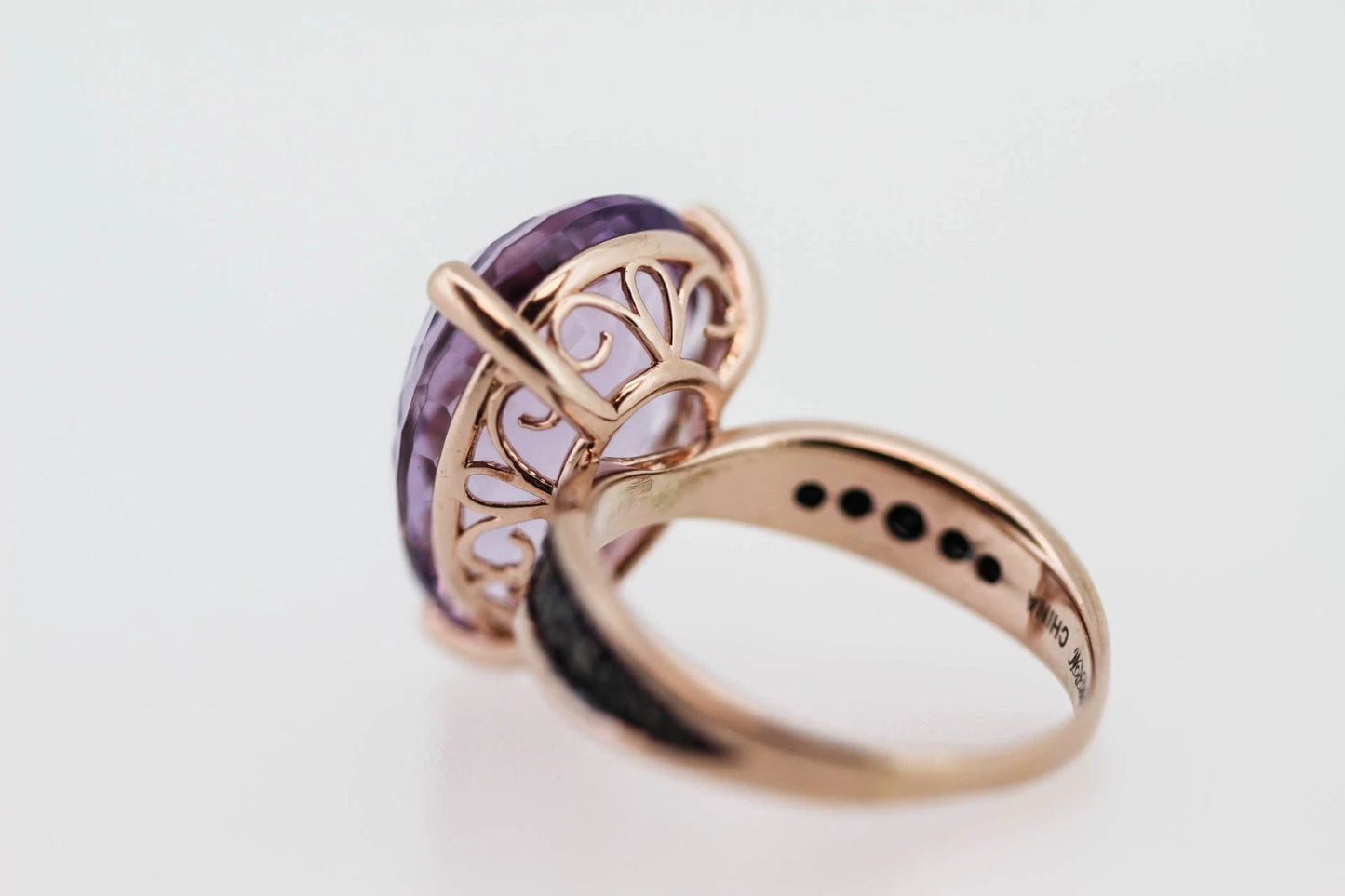 925 Vermeil Rose De France w- Black Spinel Ring -16DOT57 cts