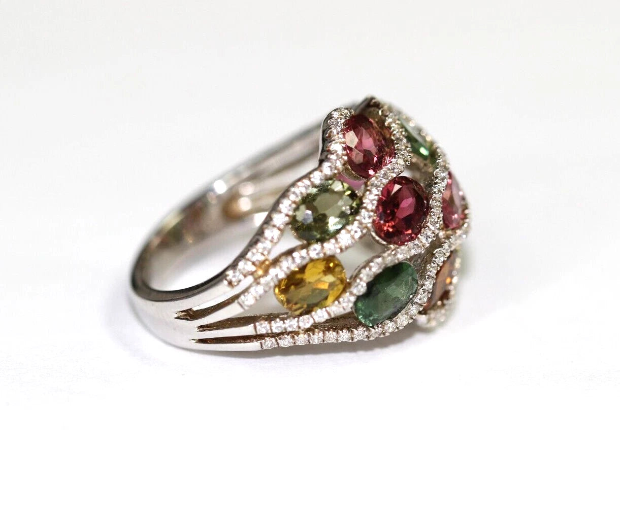 Tourmaline - White Topaz - Silver Ring