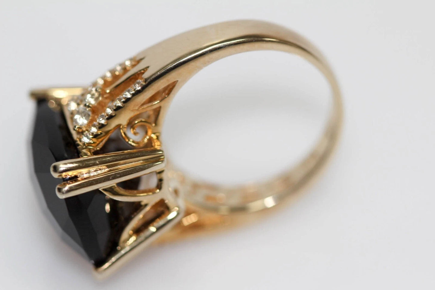 Beautiful Smoky Quartz - White Topaz Ring