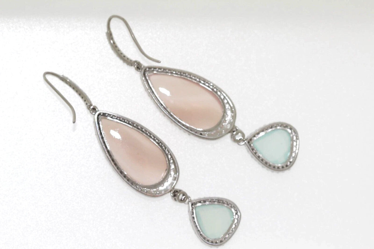 Chalcedony- White Topaz Dangle Drop Earring
