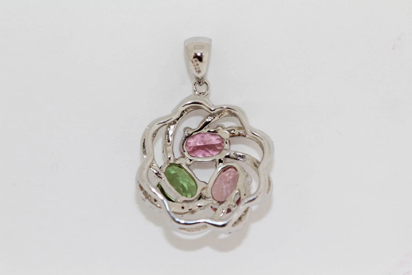 925 Multicolor Tourmaline - White Topaz Pendant - 2DOT70 cts