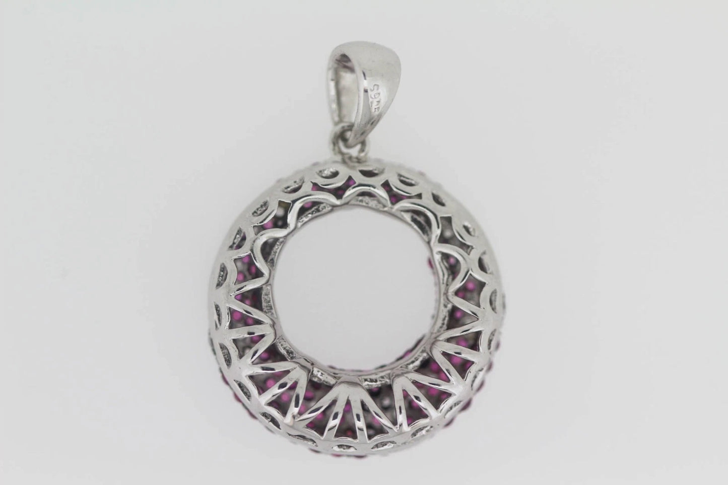925 Sterling Silver Synthetic Ruby / White Topaz Pendant ( 2.32 cts)