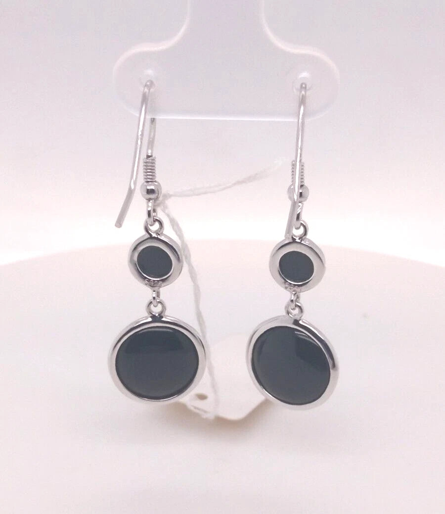 Black Agate 925 Silver Dangle-Drop Earring