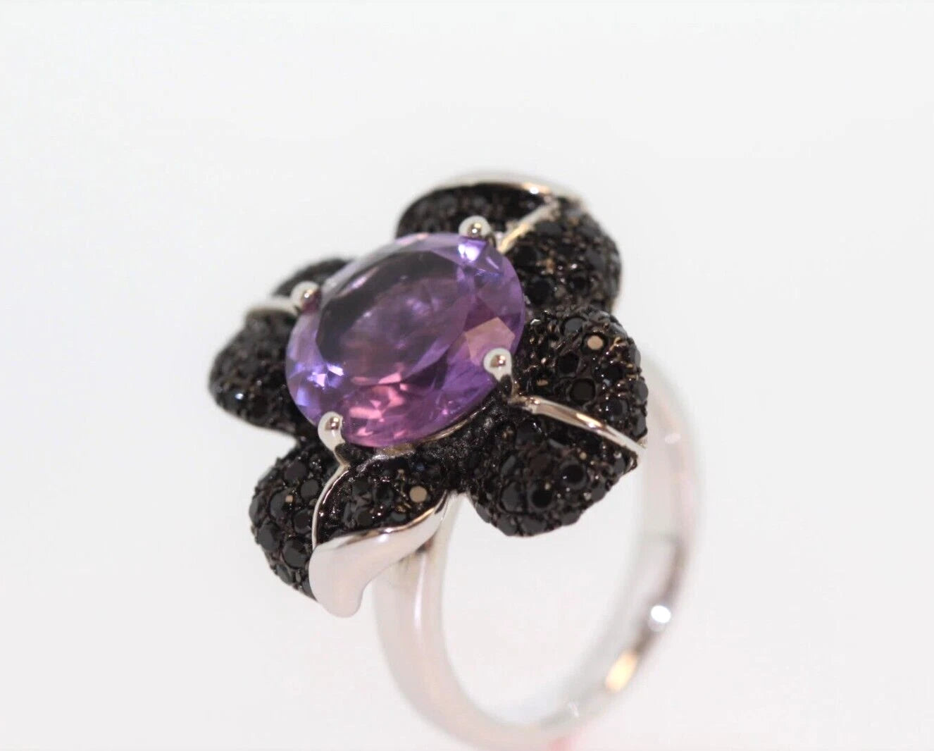 Unique Design Amethyst - Black Spinel Ring