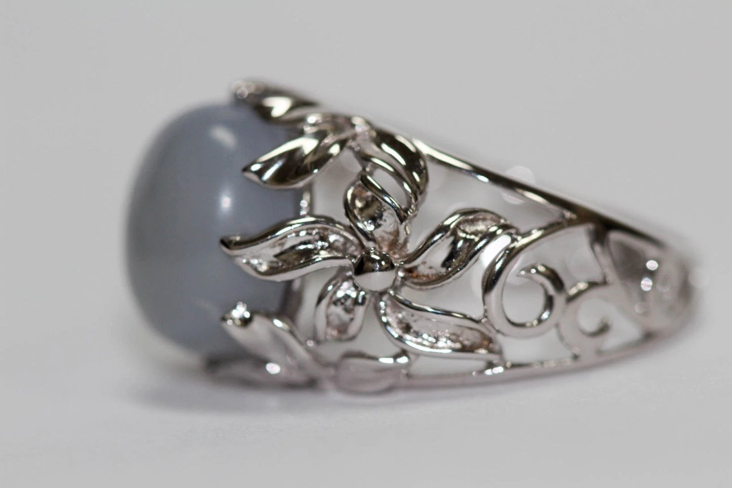 925 Blue Chalcedony Ring -6DOT28 cts