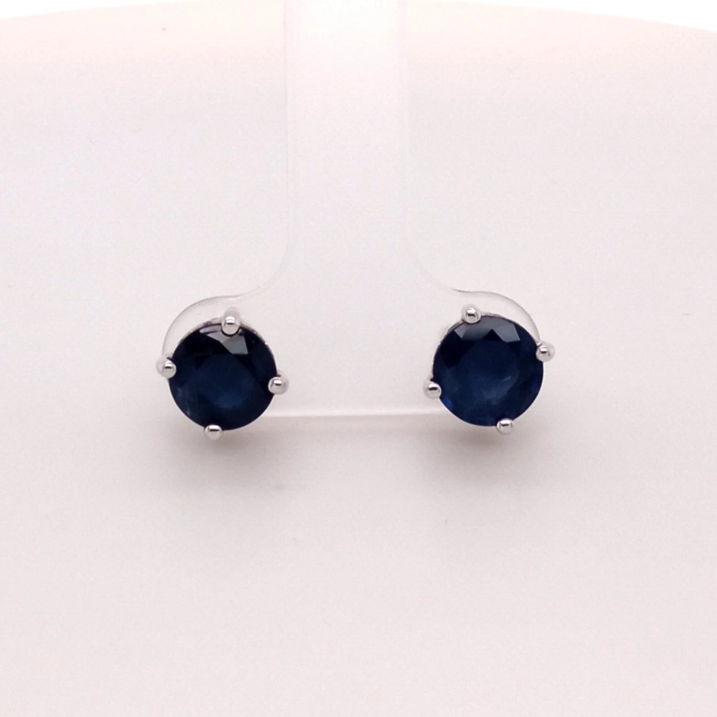 FABULOUS 14K SAPPHIRE ROUND STUD EARRING 7MM, 2DOT7 CTS