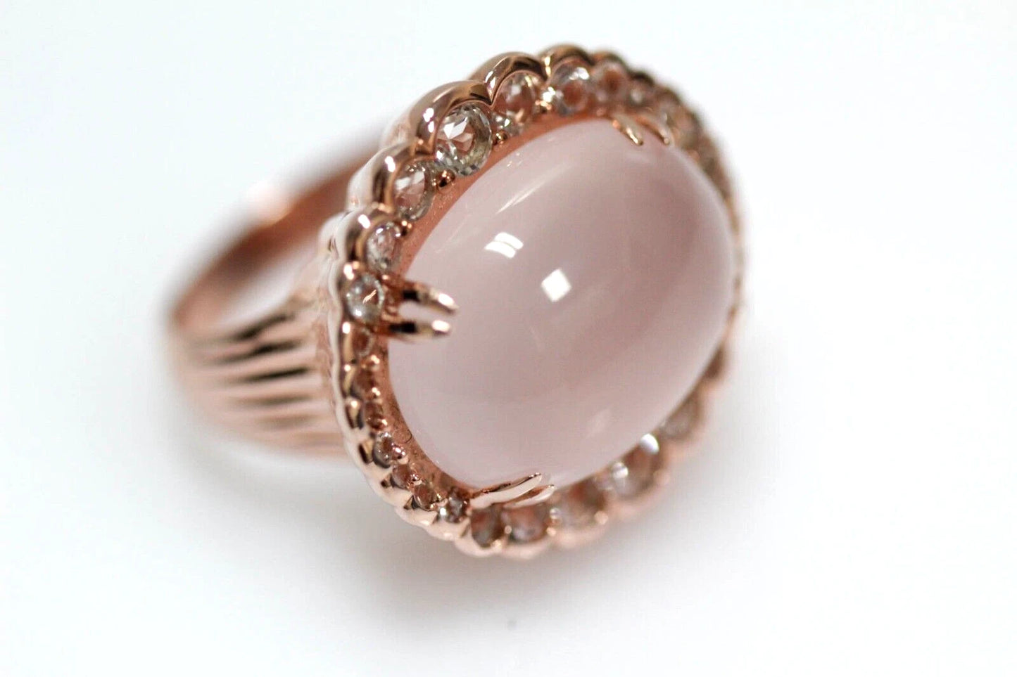 Rose Quartz - White Topaz Ring