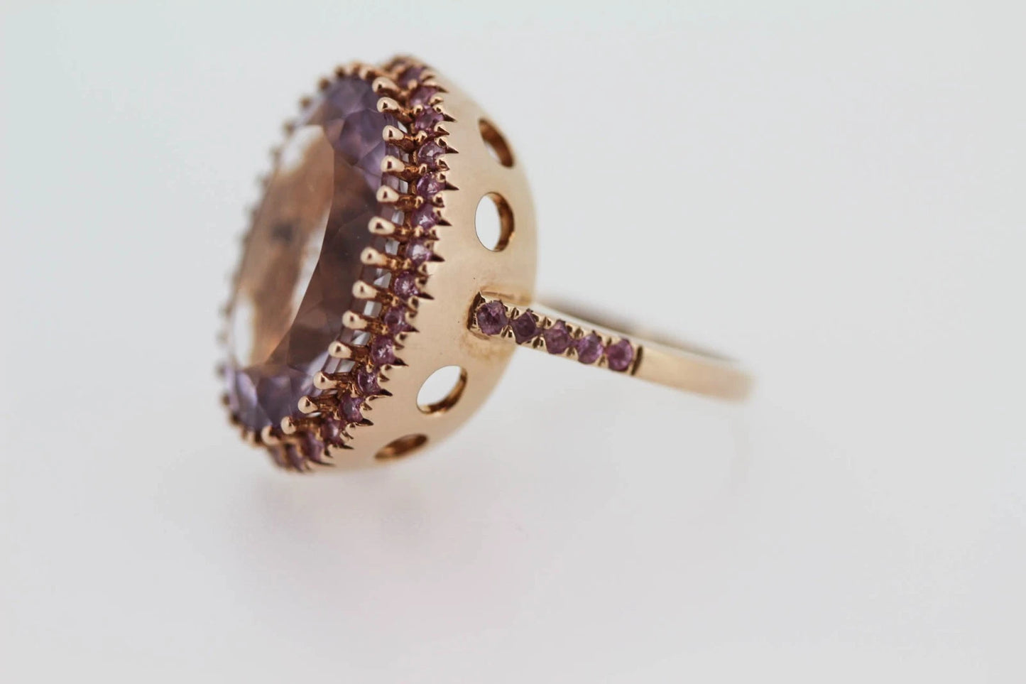 925 Rose Vermeil - Pink Amethyst - Pink Sapphire Ring -18DOT05 cts