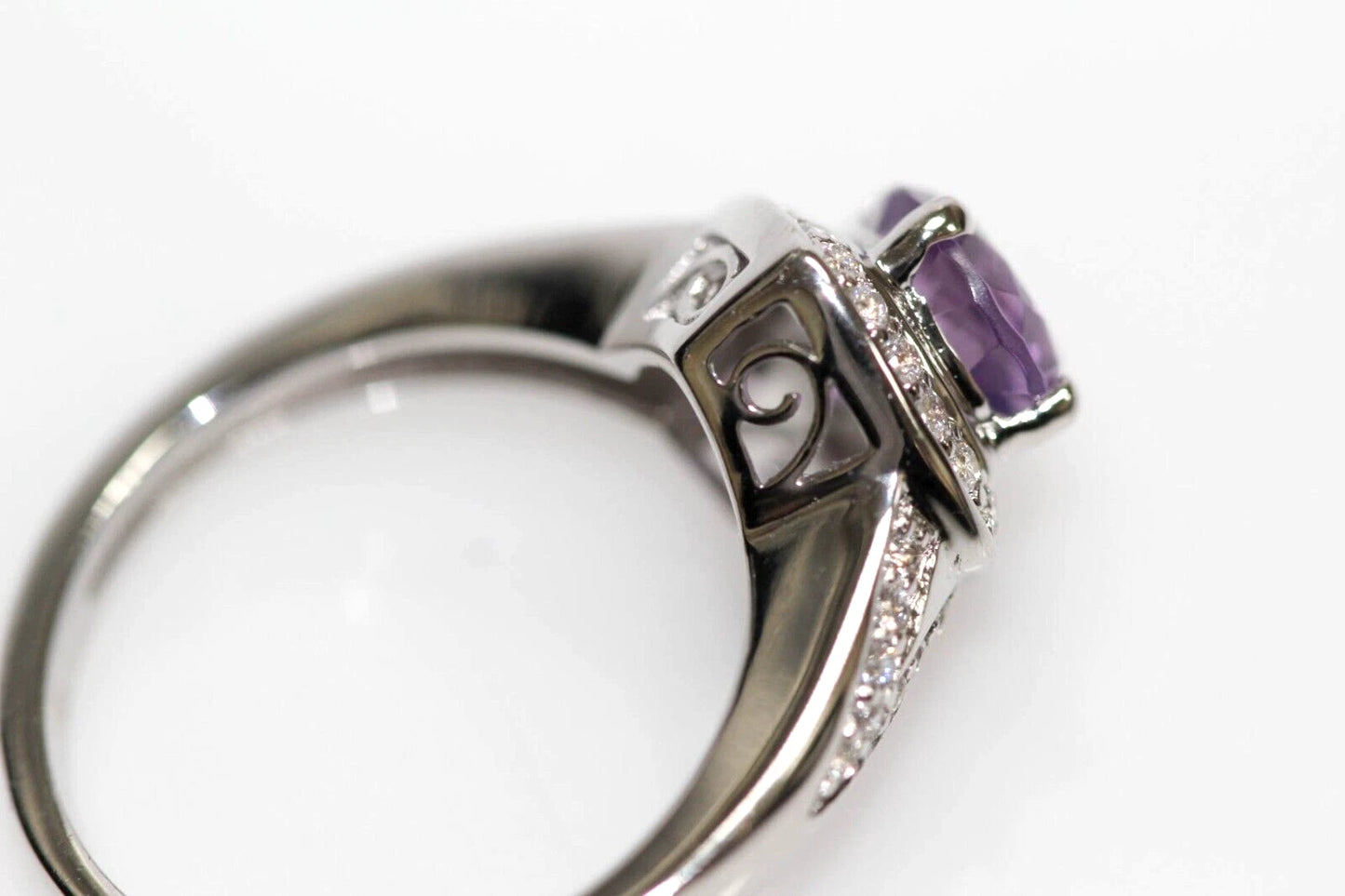 Amethyst / White Topaz Silver Ring