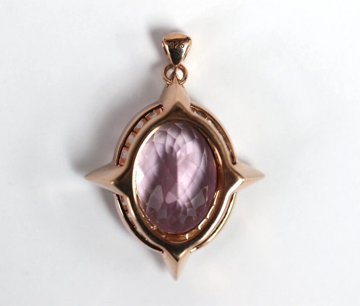 Rose Gold Plated Pendant With Kunzite- Chrome Diopside- Sapphire