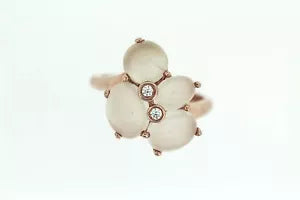 Ring-925 Vermeil Moonstone - White Topaz Ring -3DOT67 cts