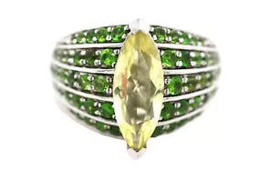 Ring-925 Chrome Diopside -Lemon Quartz Ring - 3DOT12 cts
