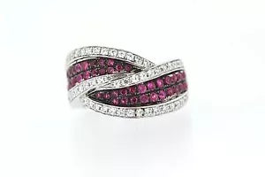 Ring-925 SS Synthetic Ruby - White Topaz Ring - 2DOT16 cts